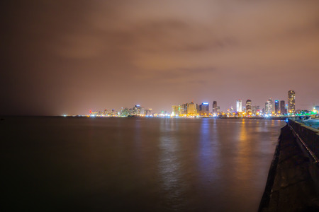 Night view of the Tel-Aviv skyline, from Jaffa, Tel-Aviv, Israelの写真素材
