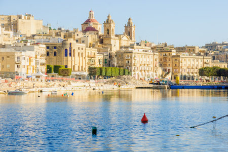 View of Senglea harbor, one of the three cities, Maltaのeditorial素材