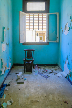 TEL-AVIV, ISRAEL - MAY 27, 2016: A deserted old house, used by young homeless as a shelter. In Jaffa, Southern part of Tel-Aviv Yafo, Israelのeditorial素材