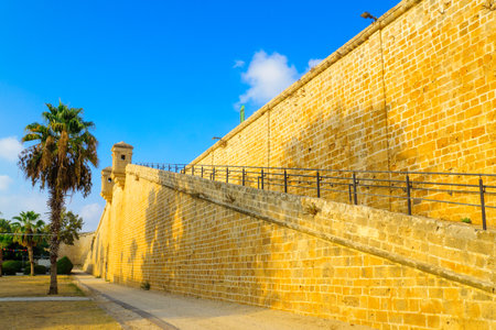 View of the land walls of the old city of Acre, Israelのeditorial素材