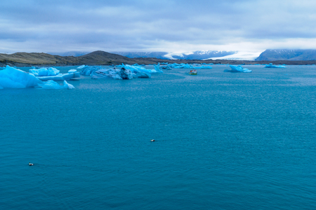 View of the Jokulsarlon glacier lagoon, in southeastern Iceland