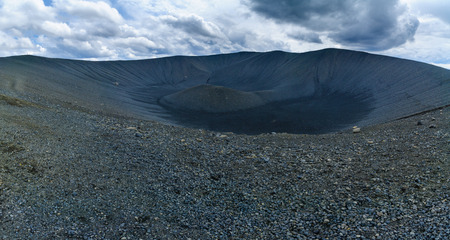 The Hverfjall (Hverfell) tephra cone or tuff ring volcano. Near Lake Myvatn, Northeast Icelandの写真素材
