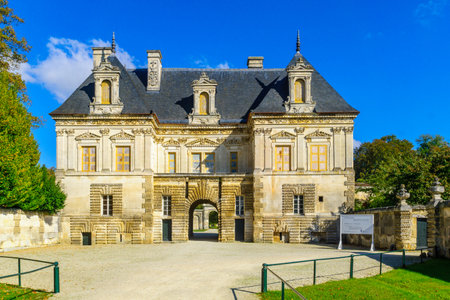 TANLAY, FRANCE - OCTOBER 12, 2016: View of a portal building in the castle (Chateau) of Tanlay, Burgundy, Franceのeditorial素材