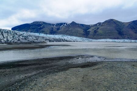 View of the Skaftafellsjokull glacier, in Skaftafell, south Icelandの写真素材