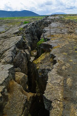 A drift in Grjotagja. Near Lake Myvatn, Northeast Icelandの写真素材