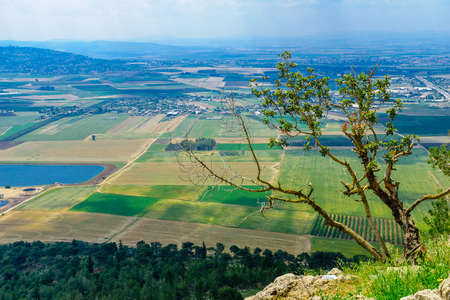 The Jezreel Valley landscape, viewed from Mount Precipice. Northern Israelの写真素材