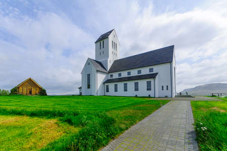 View of the Historical Skalholt Cathedral, Southern Icelandの写真素材