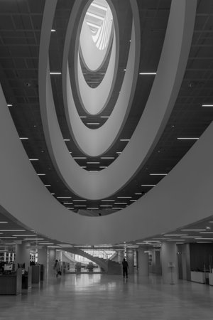 HELSINKI, FINLAND - JUNE 16, 2017: The interior of Helsinki University Library, with locals and visitors, in Helsinki, Finlandのeditorial素材