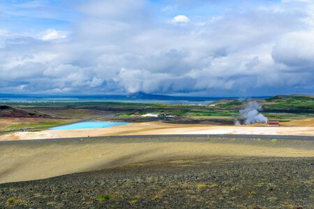 view of Lake Myvatn from the north. Northeast Icelandの写真素材