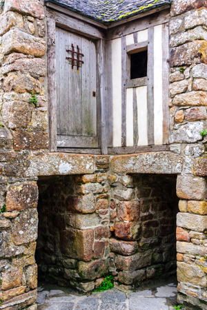 View of an old building in the Le Mont-Saint-Michel Monastery, Normandy, Franceの写真素材