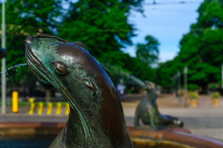HELSINKI, FINLAND - JUNE 24, 2017: The Havis Amanda statue and fountain, in Helsinki, Finlandのeditorial素材
