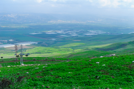 View of the Jordan River valley, south of the Sea of Galilee. Northern Israelの写真素材