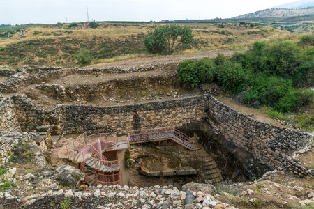 View of Water System remains, in Tel Hazor National Park,  in Northern Israel