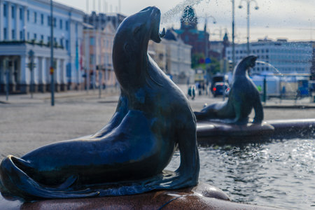 HELSINKI, FINLAND - JUNE 24, 2017: The Havis Amanda statue and fountain, in Helsinki, Finlandのeditorial素材
