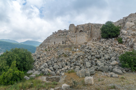 The remains of the Nimrod Fortress, a 13th century Muslim castle in northern Israel, now a national parkのeditorial素材