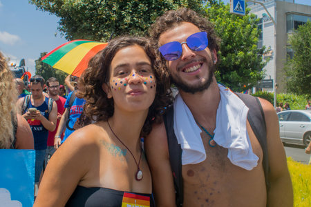 HAIFA, ISRAEL - JUNE 22, 2018: Various people take part in the annual pride parade of the LGBT community, in Haifa, Israelのeditorial素材