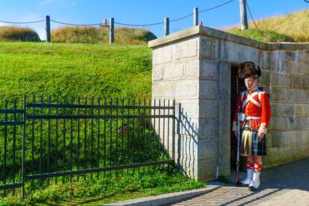 Halifax, Canada - September 23, 2018: View of Halifax Citadel, with soldiers in traditional uniforms. Nova Scotia, Canadaのeditorial素材