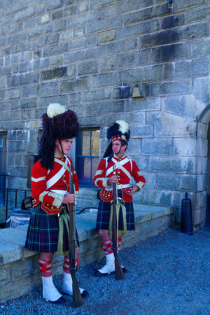 Halifax, Canada - September 23, 2018: View of Halifax Citadel, with soldiers in traditional...
