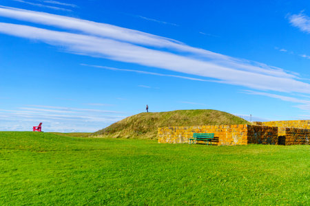 Aulac, Canada - September 23, 2018: View of the historical fortress of Fort Beausejour, with a...