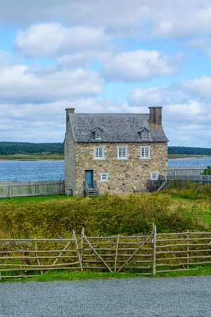 Louisbourg, Canada - September 20, 2018: Historic buildings in the fortress of Louisbourg, Cape...