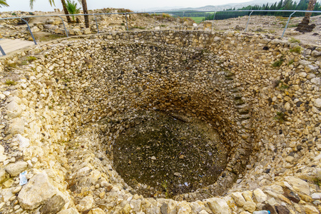 Antique grain storage room in Tel Megiddo National Park. Northern Israel