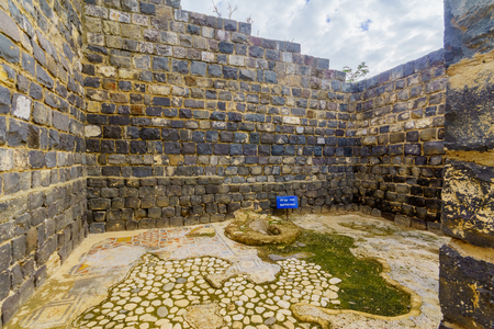 Remains of a baptistery in the Byzantine monastery, in Kursi National Park, Golan Heights, Northern Israel. Identified as Gergesa (Miracle of the Swine)の写真素材