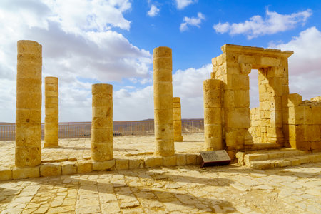 Avdat, Israel - January 17, 2019: View of the ruined Ancient Nabataean city of Avdat, now a national Park, in the Negev Desert, Southern Israelのeditorial素材