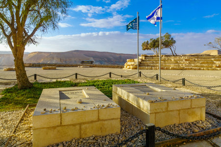 Sde Boker, Israel - January 17, 2019: The grave and memorial of Ben Gurion and his wife, in Sde Boker, the Negev Desert, Southern Israelのeditorial素材