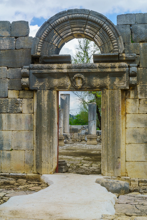 View of the facade of the ancient synagogue ruins in Baram, now a National Park. Northern Israelの写真素材