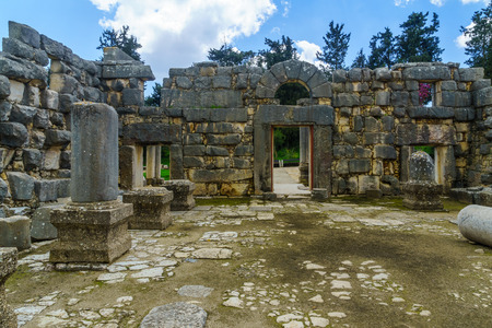 View of the ancient synagogue ruins in Baram, now a National Park. Northern Israelの写真素材