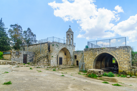 View of the old Maronite church in Baram National Park, Northern Israelの写真素材