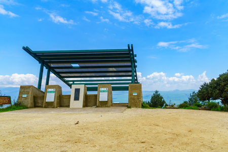 Manara, Israel - April 03, 2019: The Hussein Viewpoint and Hula Valley landscape, in Northern Israelのeditorial素材