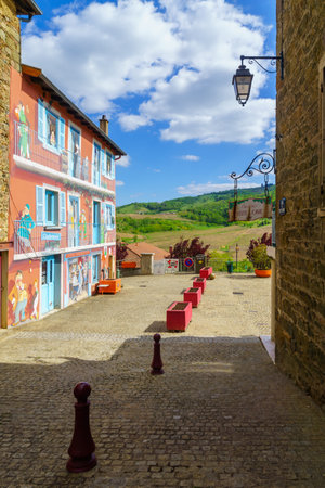 Vaux-en-Beaujolais, France - May 06, 2019: View of the village Vaux-en-Beaujolais. in Beaujolais, Rhone department, Franceのeditorial素材