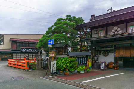 Takayama, Japan - October 2, 2019: View of traditional Japanese houses in the old township of Takayama, Japanのeditorial素材