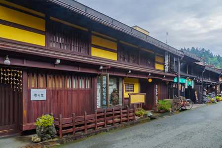 Takayama, Japan - October 3, 2019: View of traditional Japanese houses in the old township of Takayama, Japanのeditorial素材