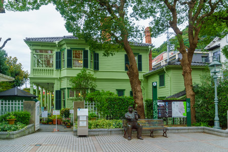 Kobe, Japan - October 11, 2019: View of the Moegi House in Kitano-cho district, Kobe, Japanのeditorial素材