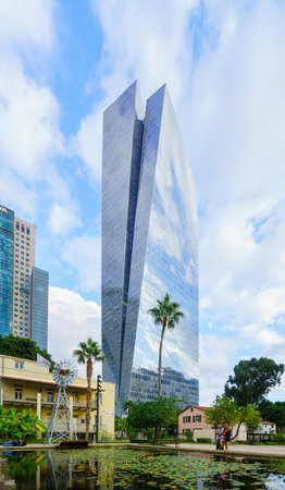 Tel Aviv, Israel - Dec 6, 2019: View of the Sarona compound, in Tel Aviv, Israel. Its a renewed...