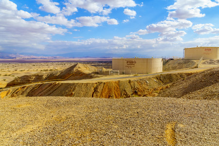 Hazeva, Israel - January 19, 2020: View of the Arava desert landscape, between Israel and Jordanのeditorial素材