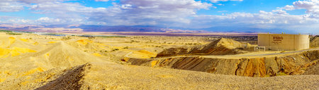 Hazeva, Israel - January 19, 2020: Panoramic view of the Arava desert landscape, between Israel and Jordanのeditorial素材