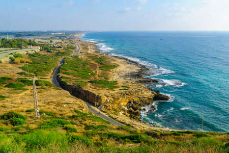 View of the coast from Rosh Hanikra, Northern Israelの写真素材