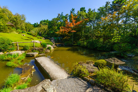 View of the Yoko-en (pond garden) of the Taizo-in Temple, in Kyoto, Japanのeditorial素材