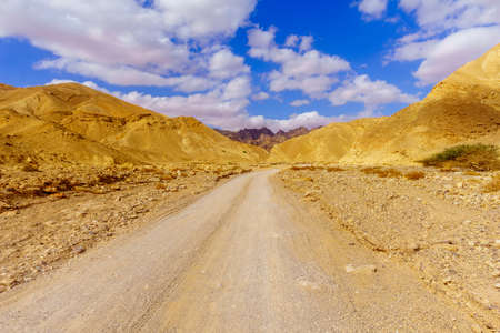View of Nahal Amram (desert valley) and the Arava desert landscape, Southern Israelの写真素材