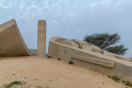 Beersheba, Israel - March 11, 2021: Sunrise view of the Monument to the Negev Brigade (the Andarta), in Beersheba (Beer Sheva), Southern Israelのeditorial素材