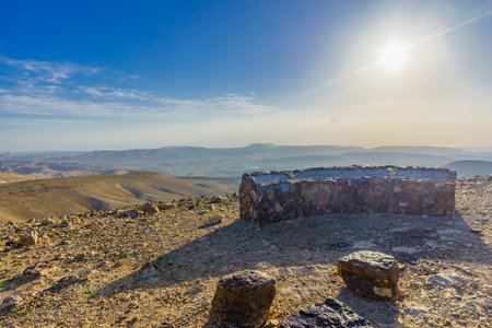 Arad, Israel - March 13, 2021: Morning view of the Omer observation point, near Arad, Southern Israelのeditorial素材