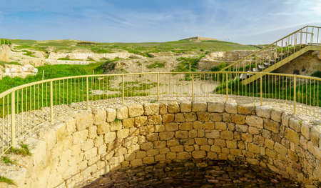 View of the Iron Age Judean Kingdom water well, in Tel Arad National Park, Southern Israelの写真素材