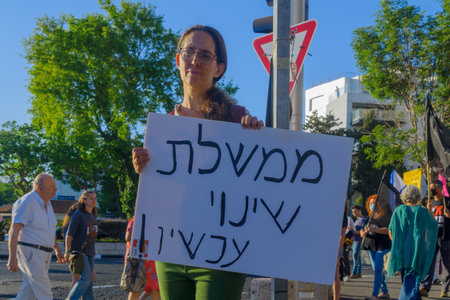 Haifa, Israel - May 15, 2021: Protest of local citizens against the war, and prime minister Benjamin BiBi Netanyahu, in Haifa, Israelのeditorial素材