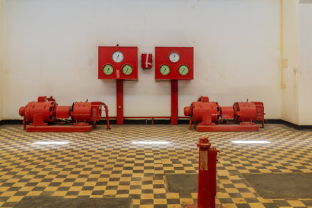 Tel-Aviv, Israel - June 17, 2021: View of old control panels in the historic Reading A Power Station, in Tel-Aviv, Israelのeditorial素材