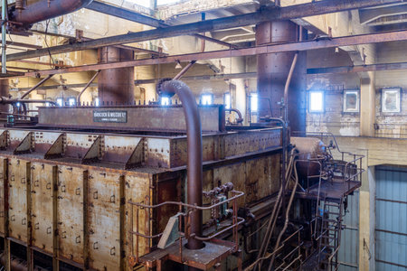 Tel-Aviv, Israel - June 17, 2021: View of old turbines and machinery in the historic Reading A Power Station, in Tel-Aviv, Israelのeditorial素材