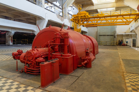 Tel-Aviv, Israel - June 17, 2021: View of the turbines hall in the historic Reading A Power Station,...