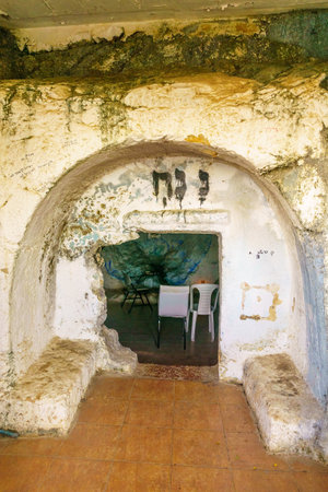 Tiberias, Israel - September 12, 2021: View of the inner burial cave of Rabbi Kahana, second generation of Amoraim, lived 3rd century. Tiberias, Israelのeditorial素材